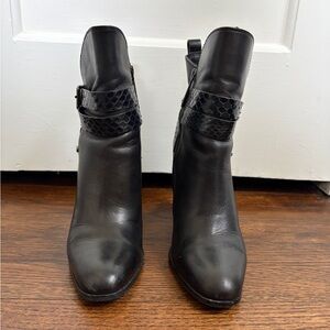 Donald J. Pliner Black Ankle Boots with Snakeskin Strap